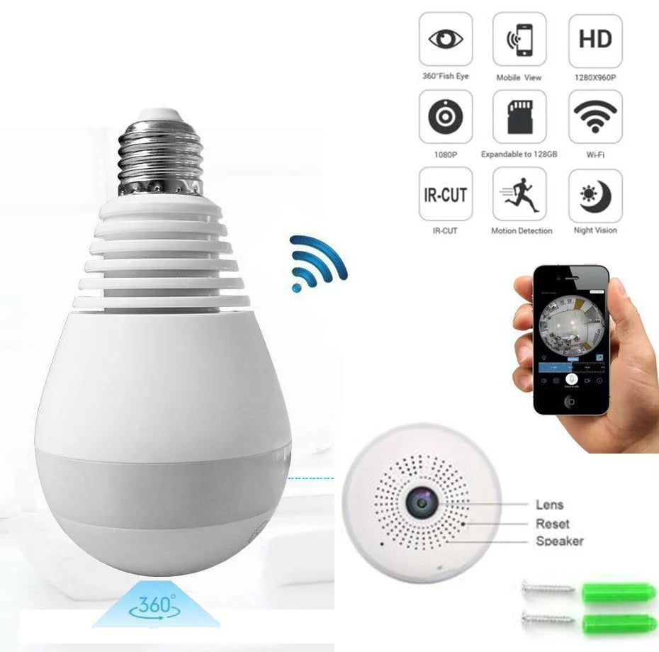 Panoramik 360° Wifi Ampül Kamera